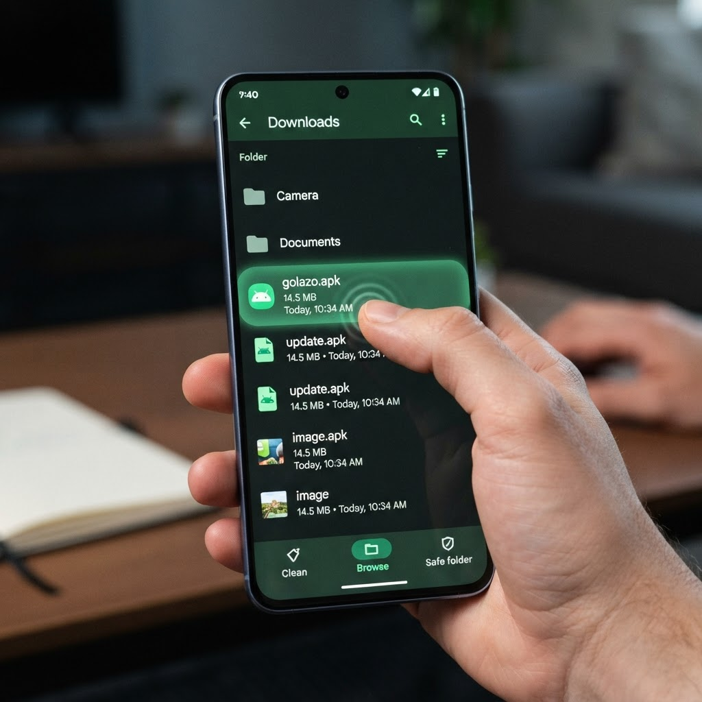 Открытие загруженного APK-файла в приложении Файлы